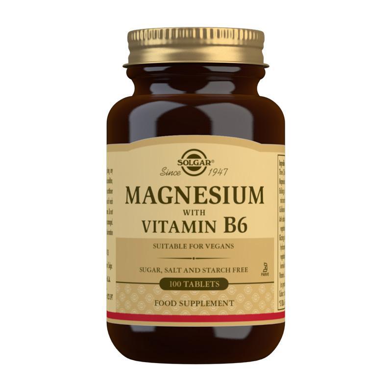 Magnesium with Vitamin B6 Tablets - Pack of 100-Minerals-Solgar